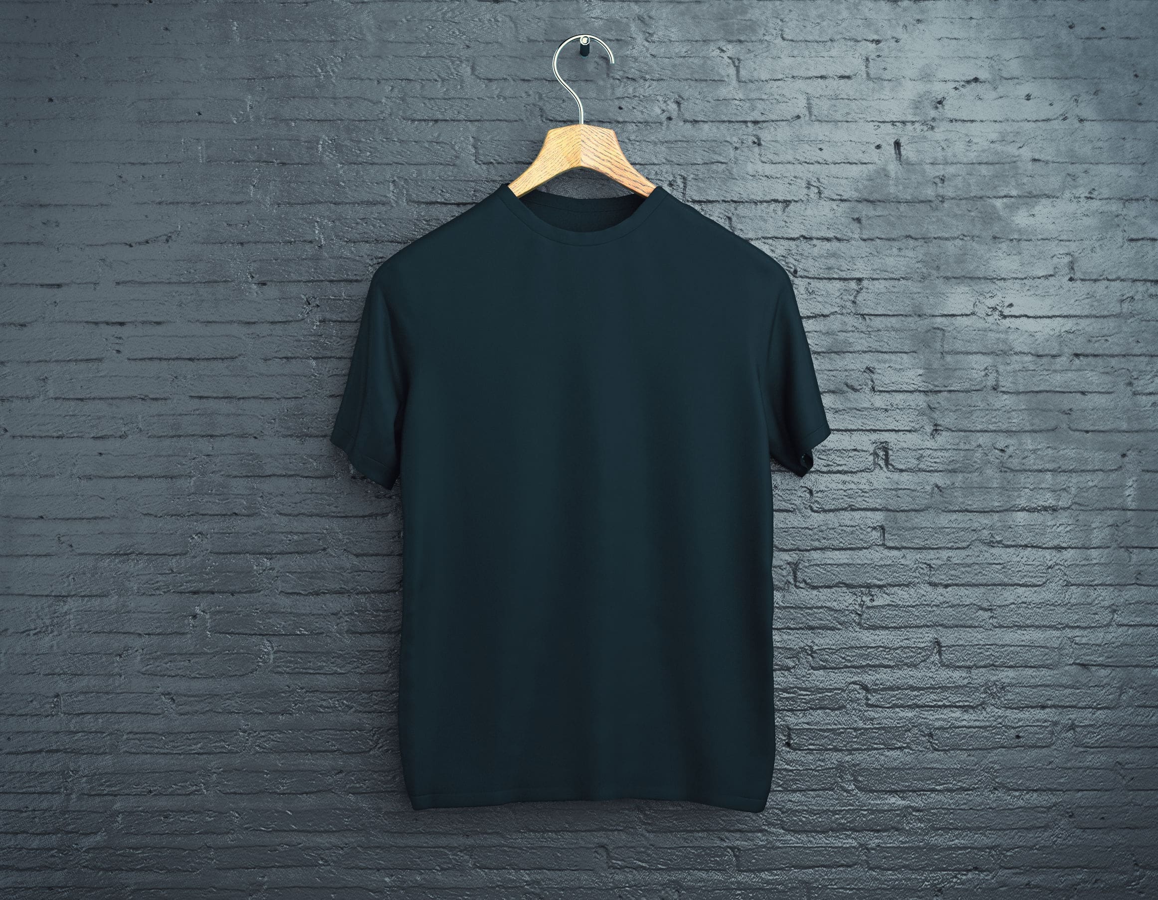Black t-shirt on brick background