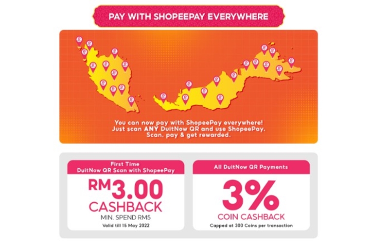 ShopeePay Offers RM3 And 3% Coins Cashback For DuitNow QR Payments