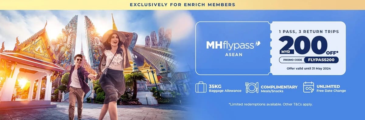 Accessmas Promo Code MAS Promo Offers RM200 Discount On MHflypass ASEAN For Enrich Members