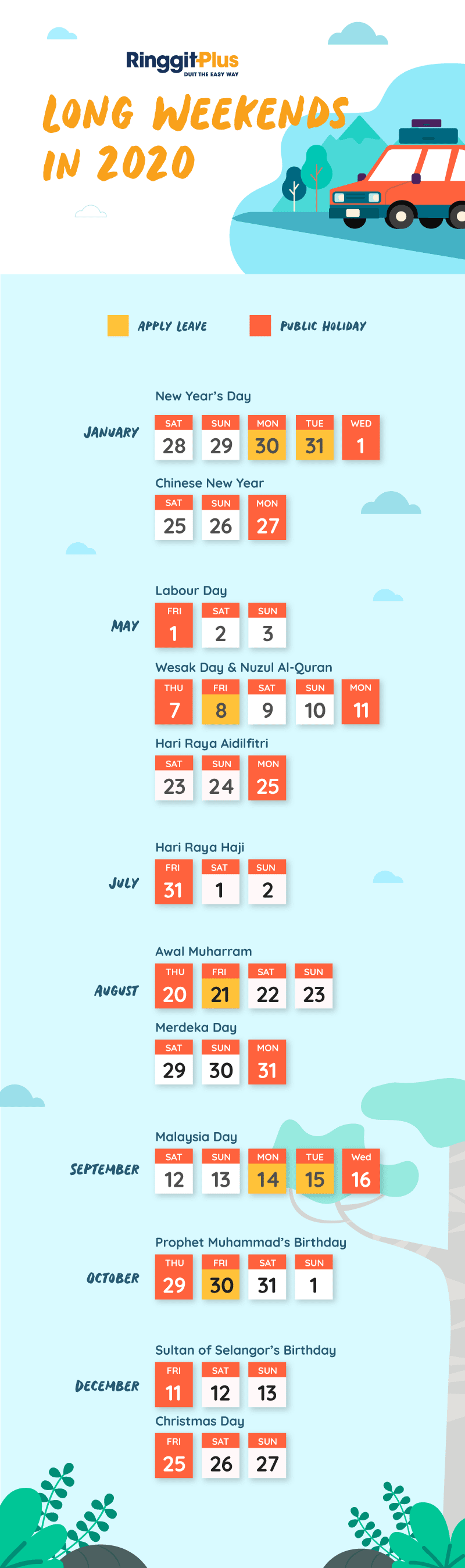 Public Holidays And Long Weekends Malaysia 2020