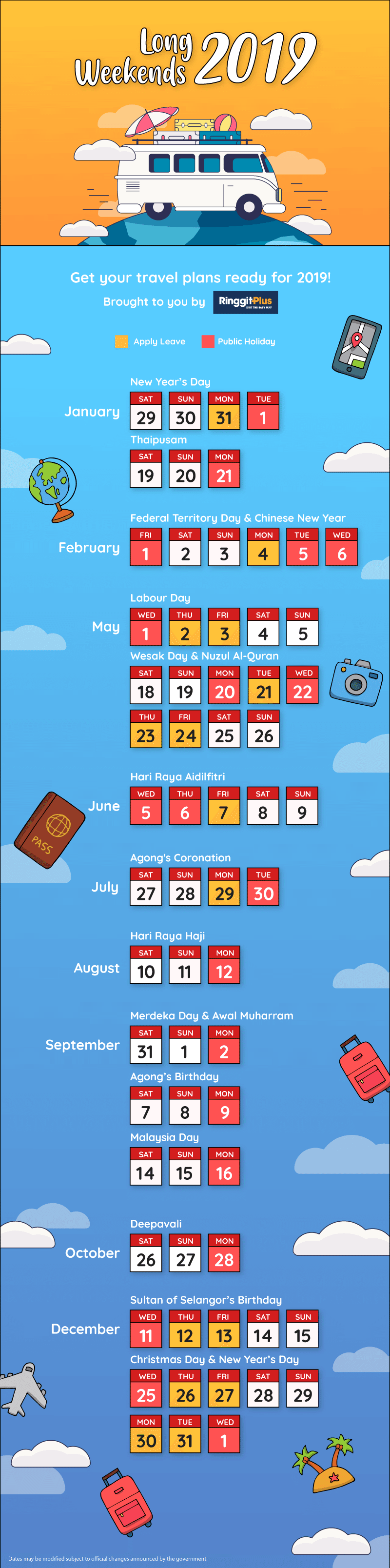 Public Holidays And Long Weekends In Malaysia 2019