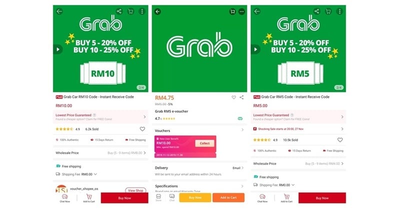 Save On Grab Rides With E-Vouchers From Shopee and Lazada