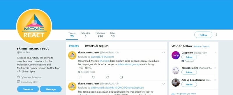 You Can Now Tweet Your Complaints To MCMC