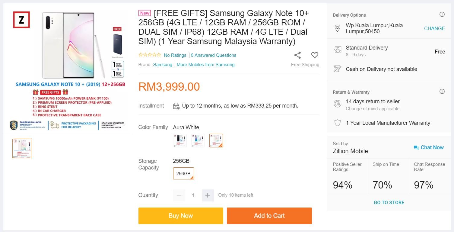 galaxy note 10 lazada