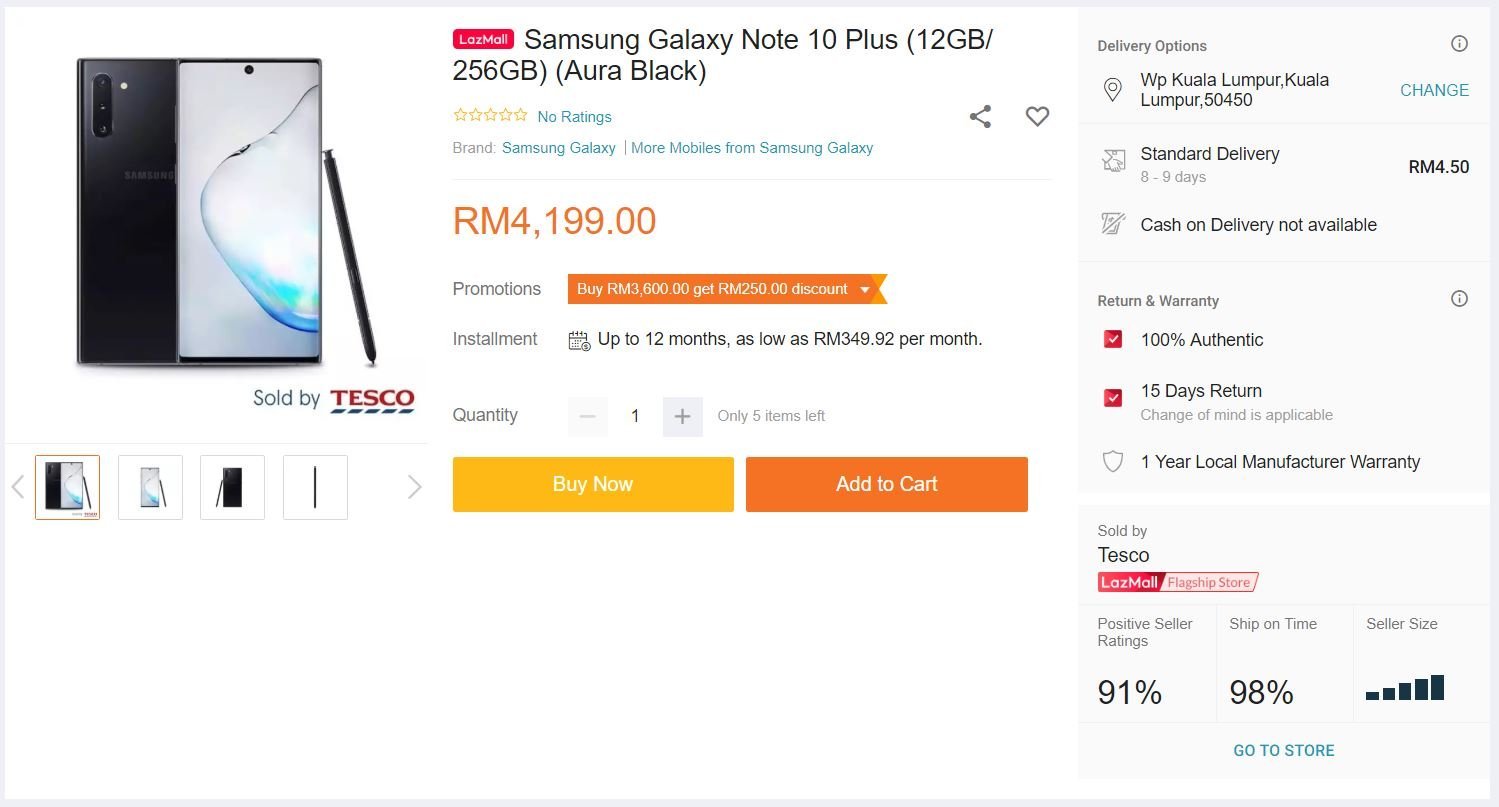 note 10 resale value